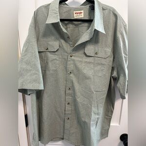 Wrangler Green Casual Button Down Shirt Short Sleeve